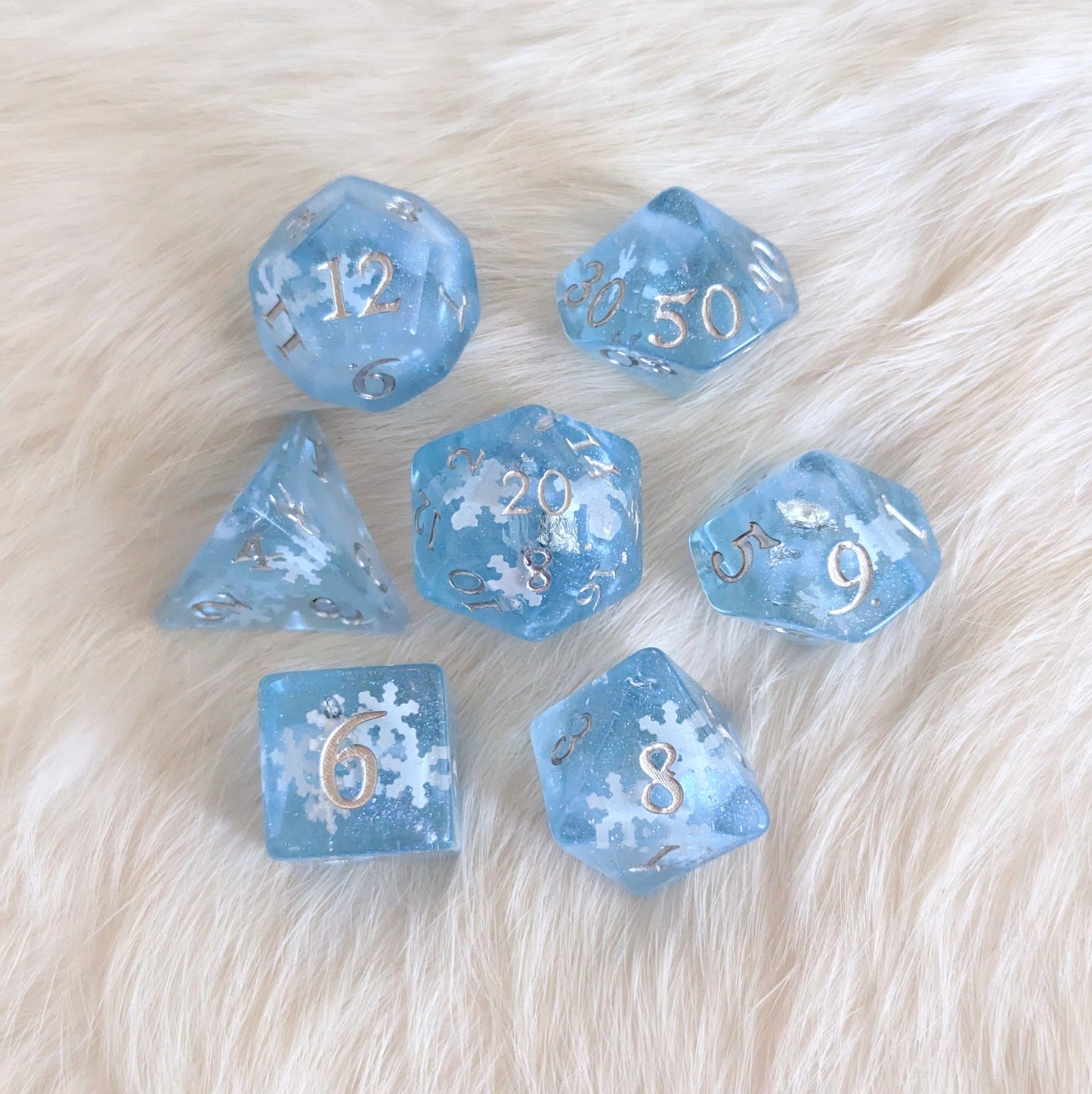 Snowfall Dice Set Dice sets Fennek and Finch 7 piece set