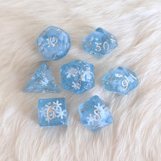 Snowfall Dice Set Dice sets Fennek and Finch 7 piece set