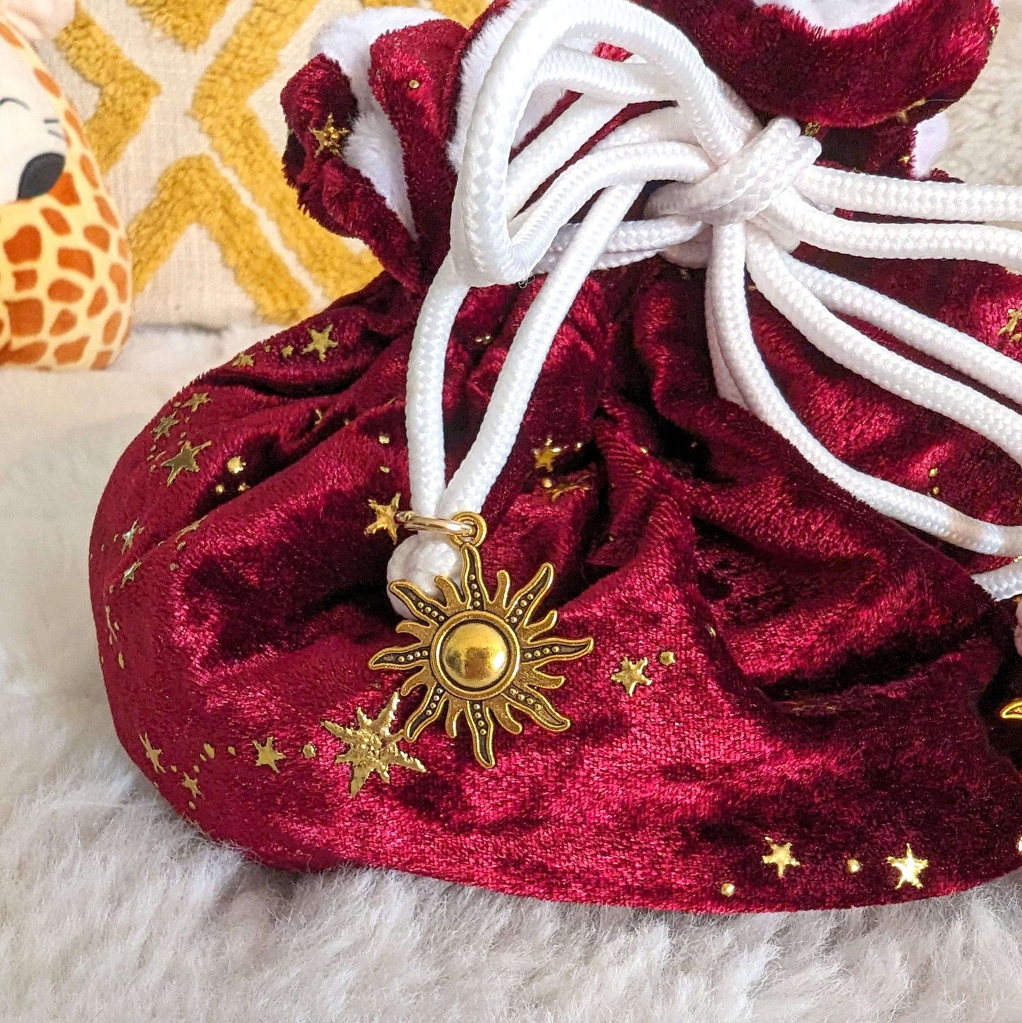 Starry Red dice bag. Multi pocket large dice bag in red Fennek and Finch
