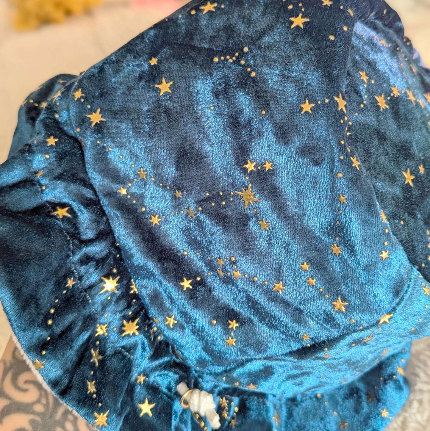 Starry Teal Dice Bag – Multi-Pocket Velvet Pouch with Gold Stars | Fennek & Finch Fennek and Finch