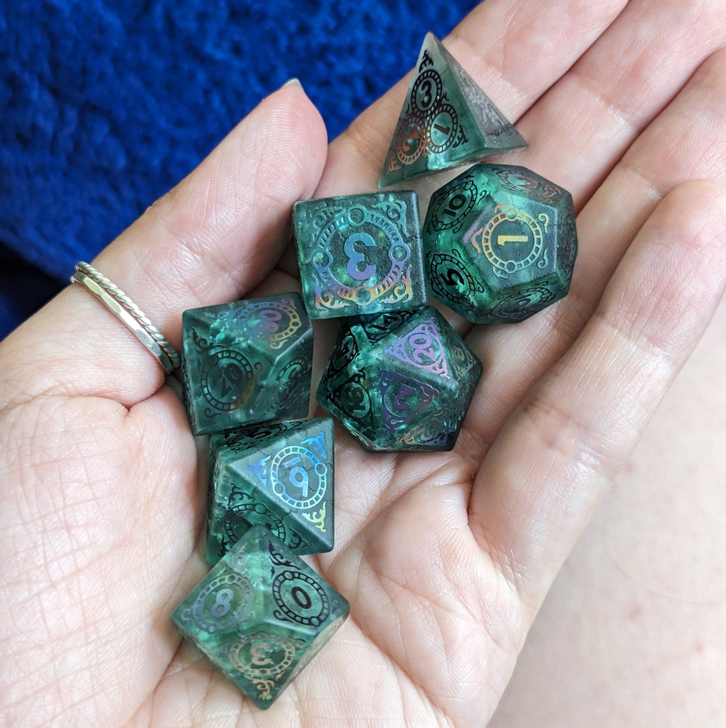 Summoner - Frosted Green Glass 7 Piece Dice Set