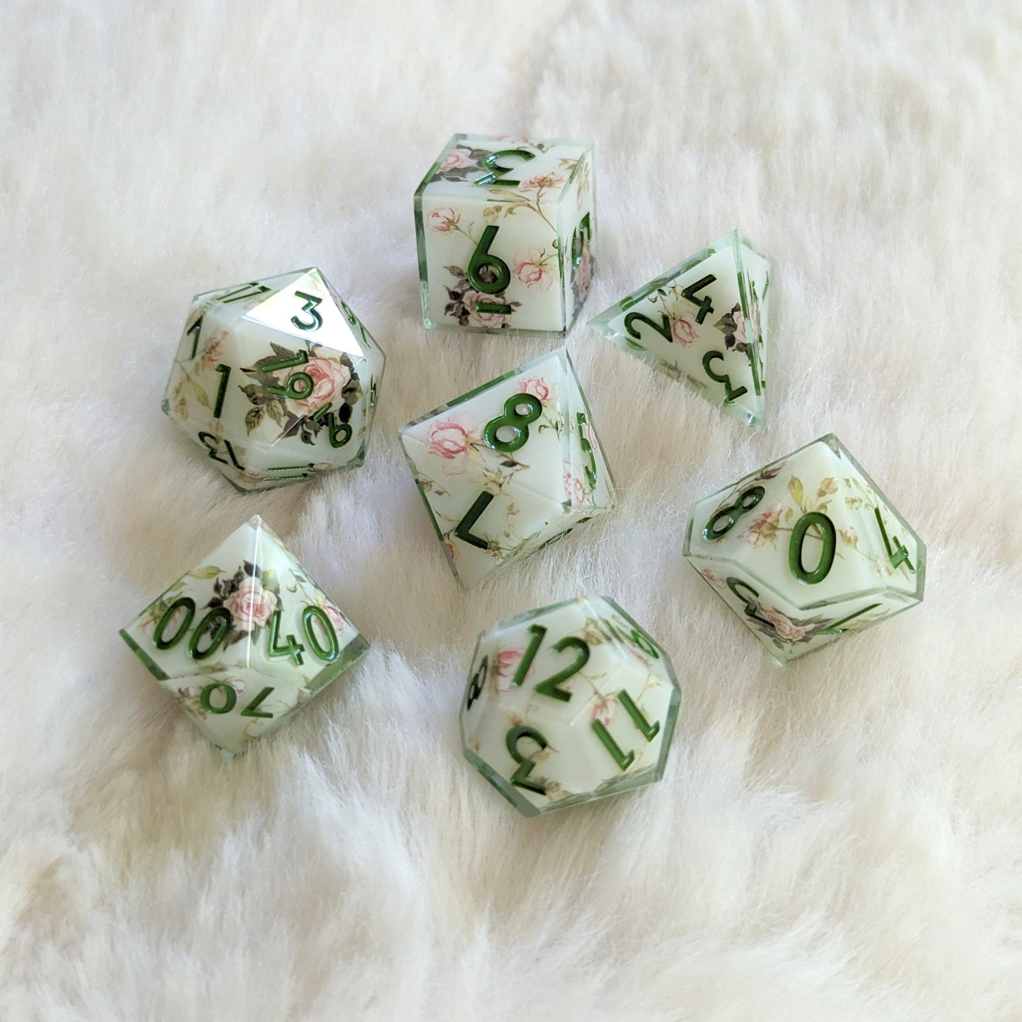Tea Rose Garden DnD Dice Set