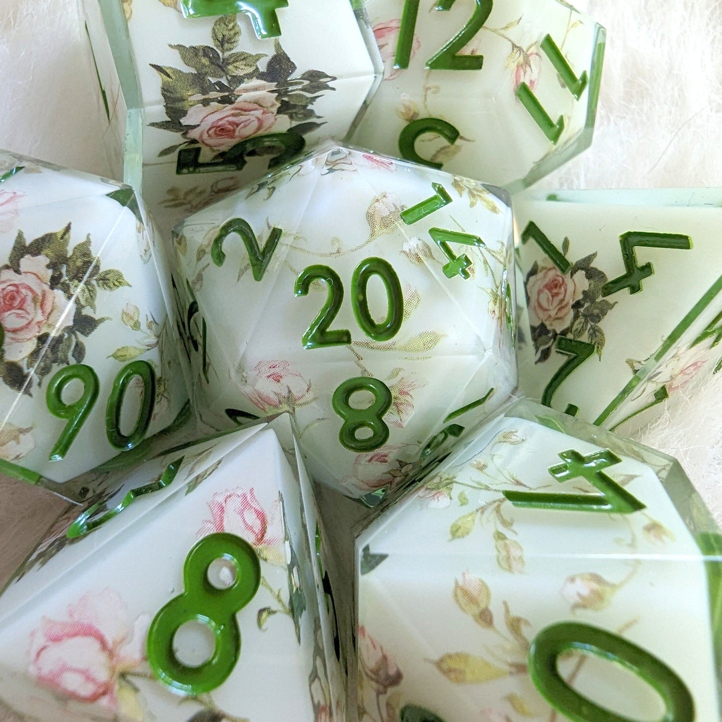Tea Rose Garden DnD Dice Set Dice Sets & Games Fennek and Finch