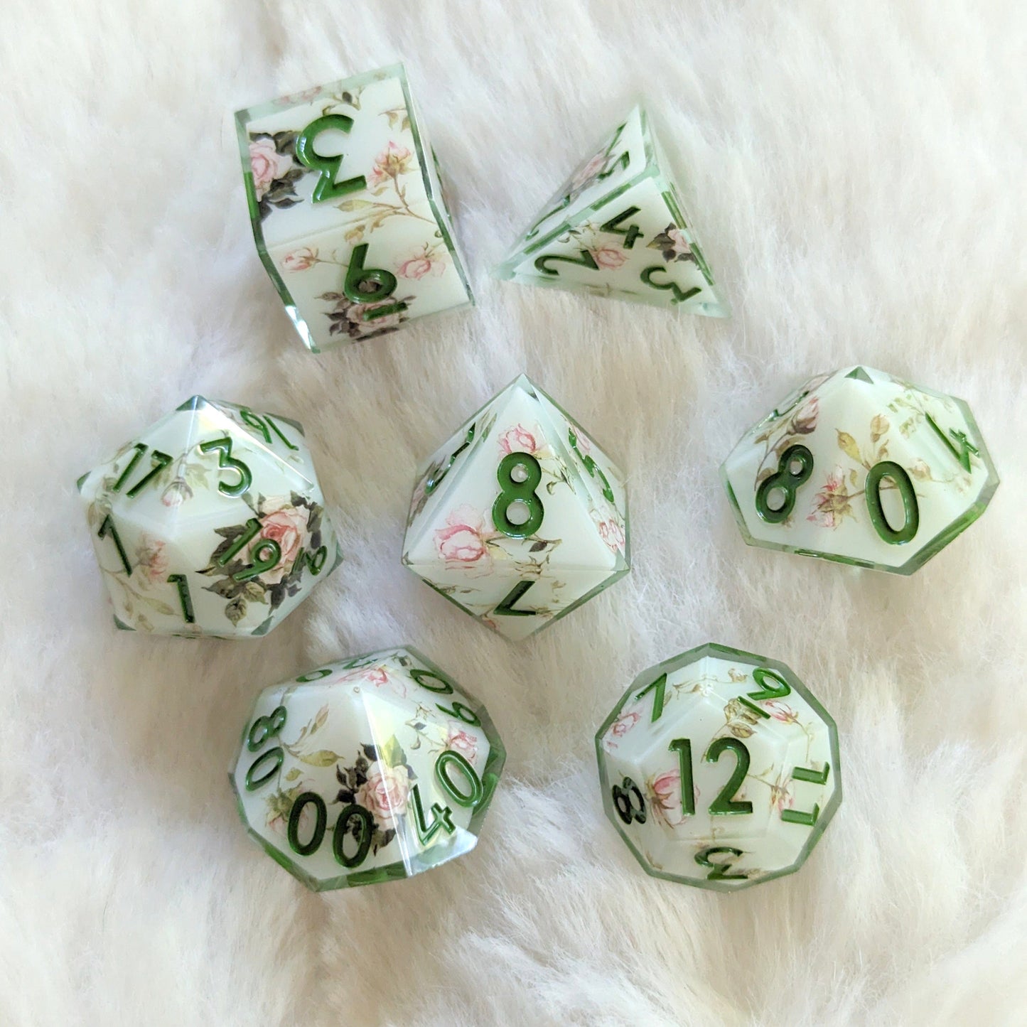 Tea Rose Garden DnD Dice Set