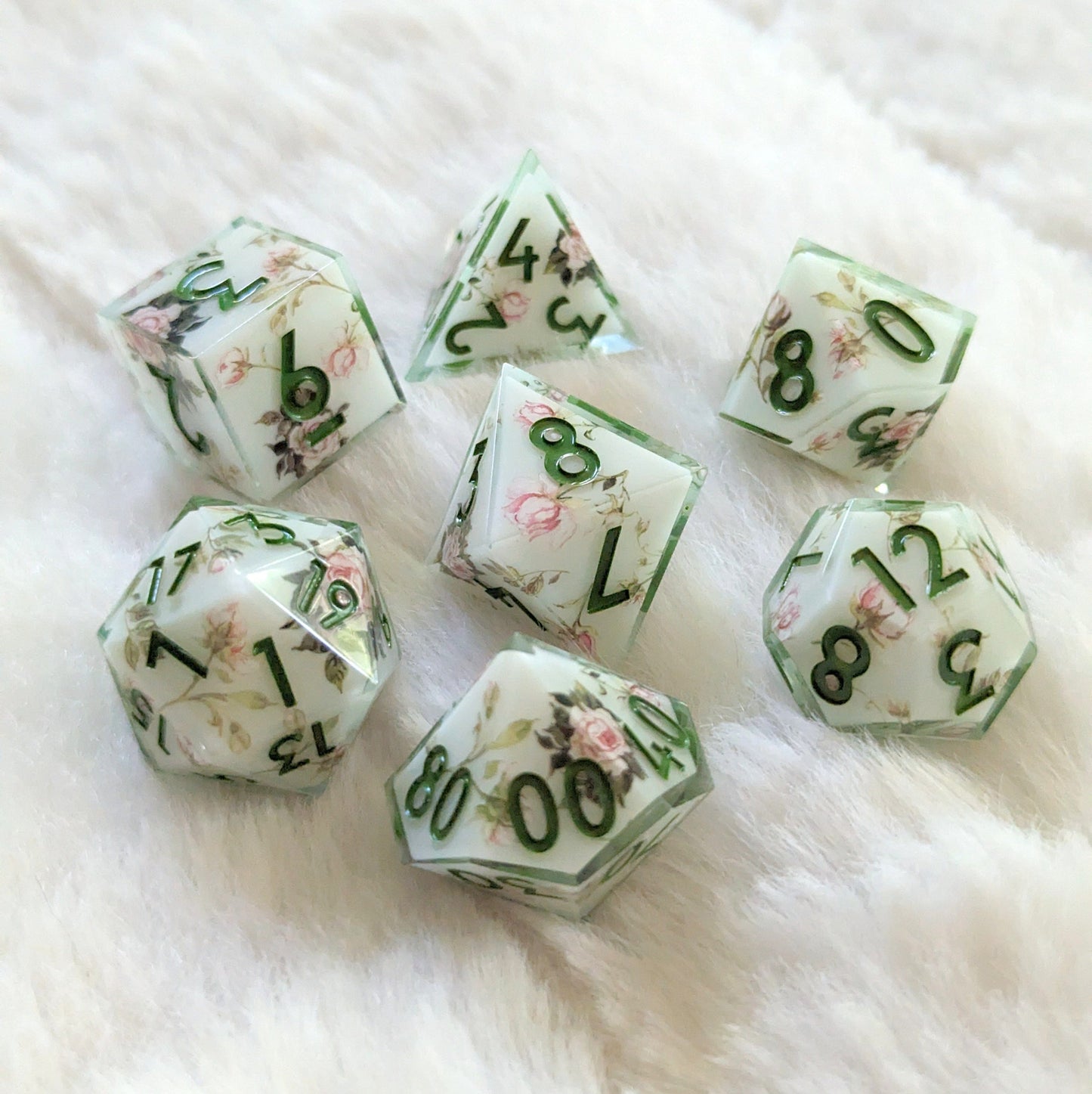 Tea Rose Garden DnD Dice Set