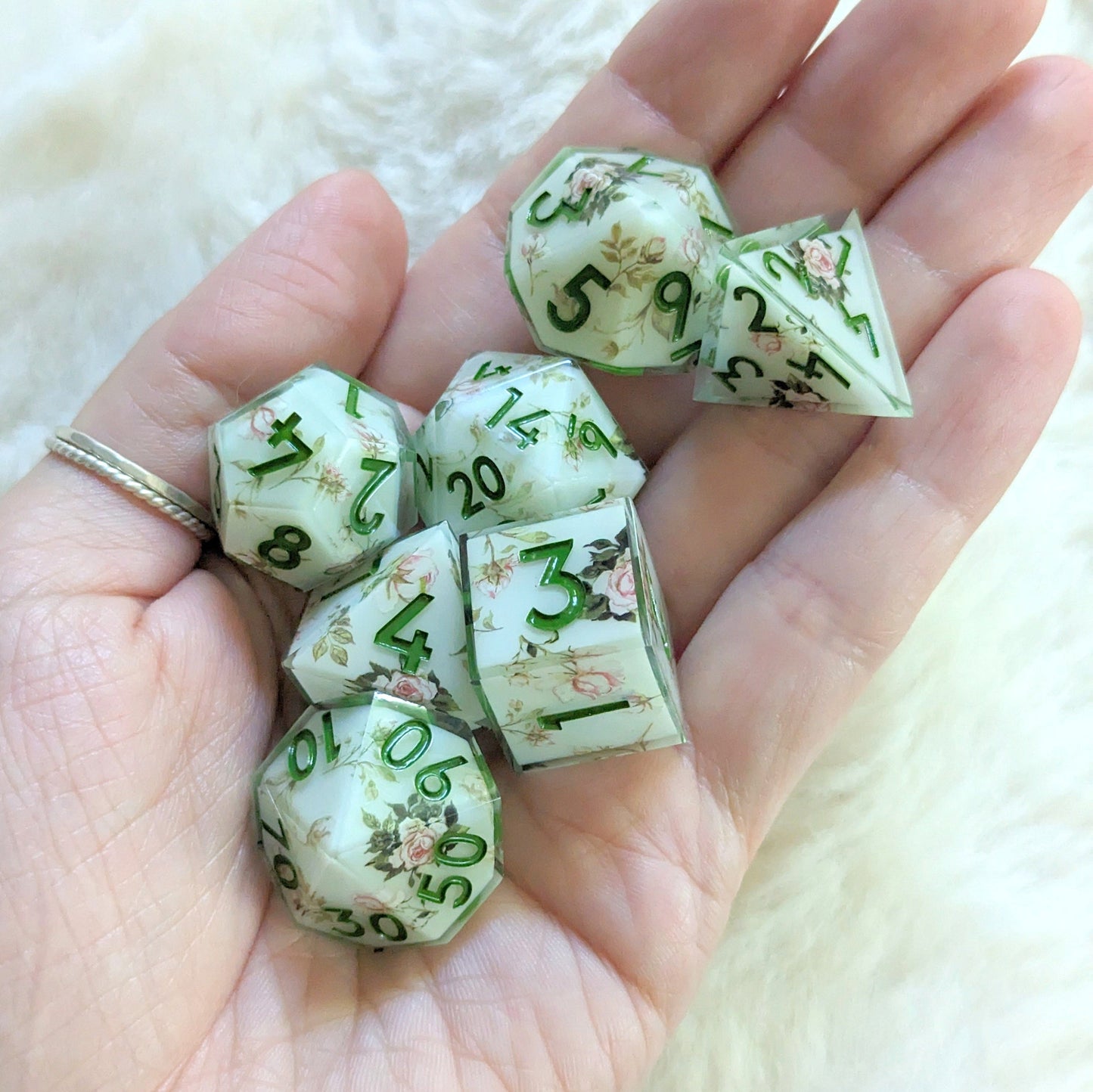Tea Rose Garden DnD Dice Set
