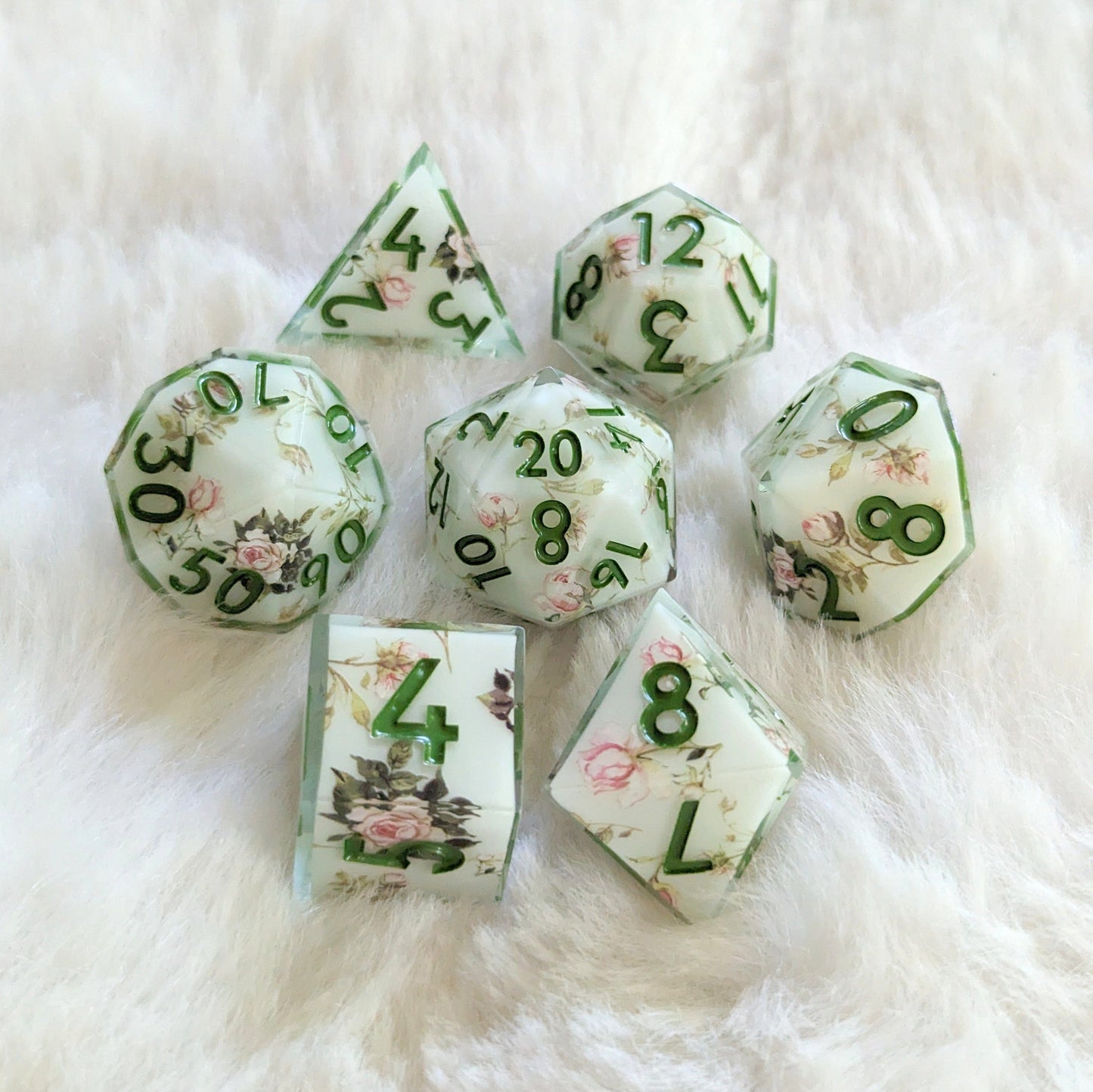 Tea Rose Garden DnD Dice Set