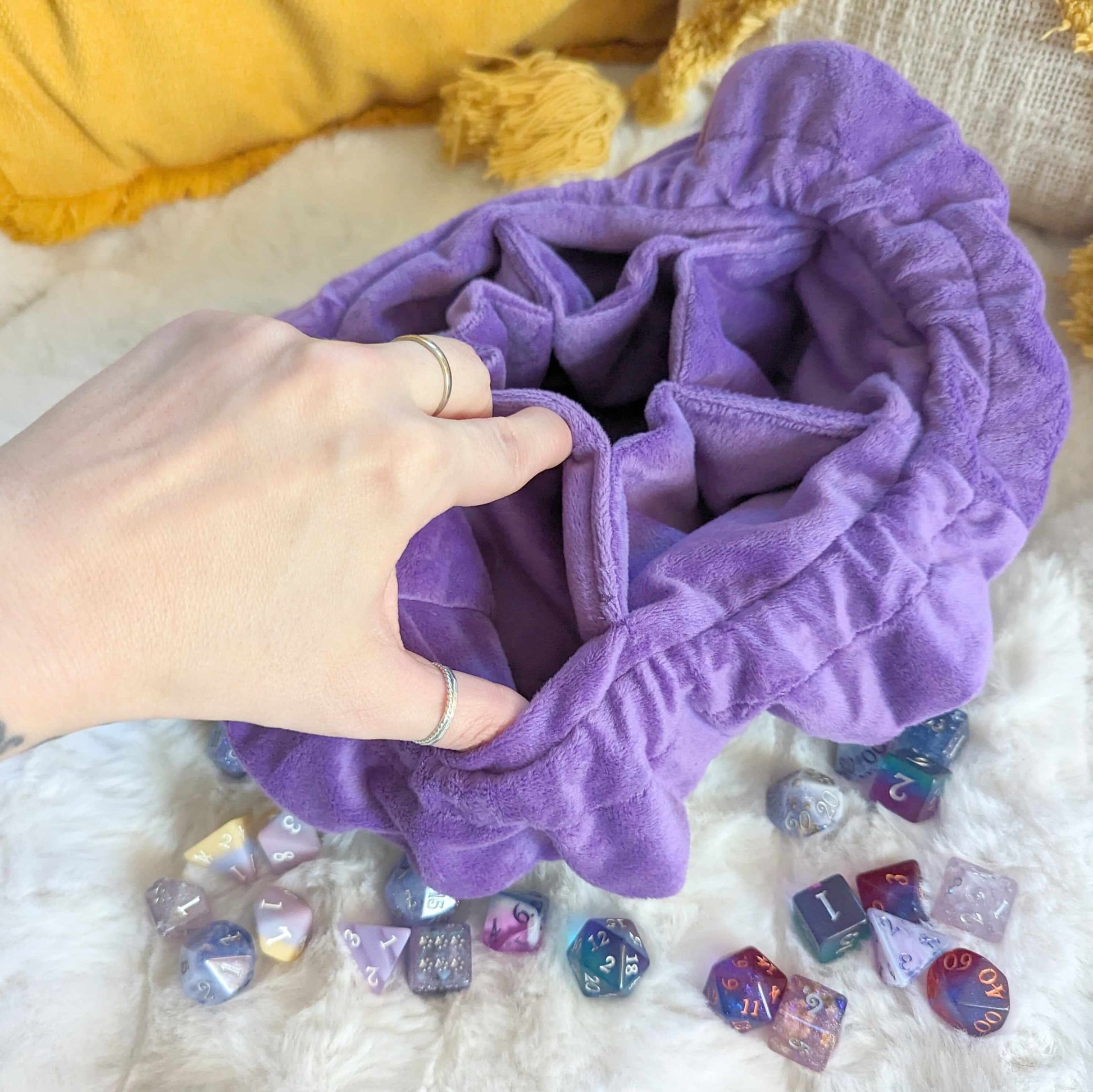 Wizard dice bag. Multi pocket large dice bag in purple Fennek and Finch