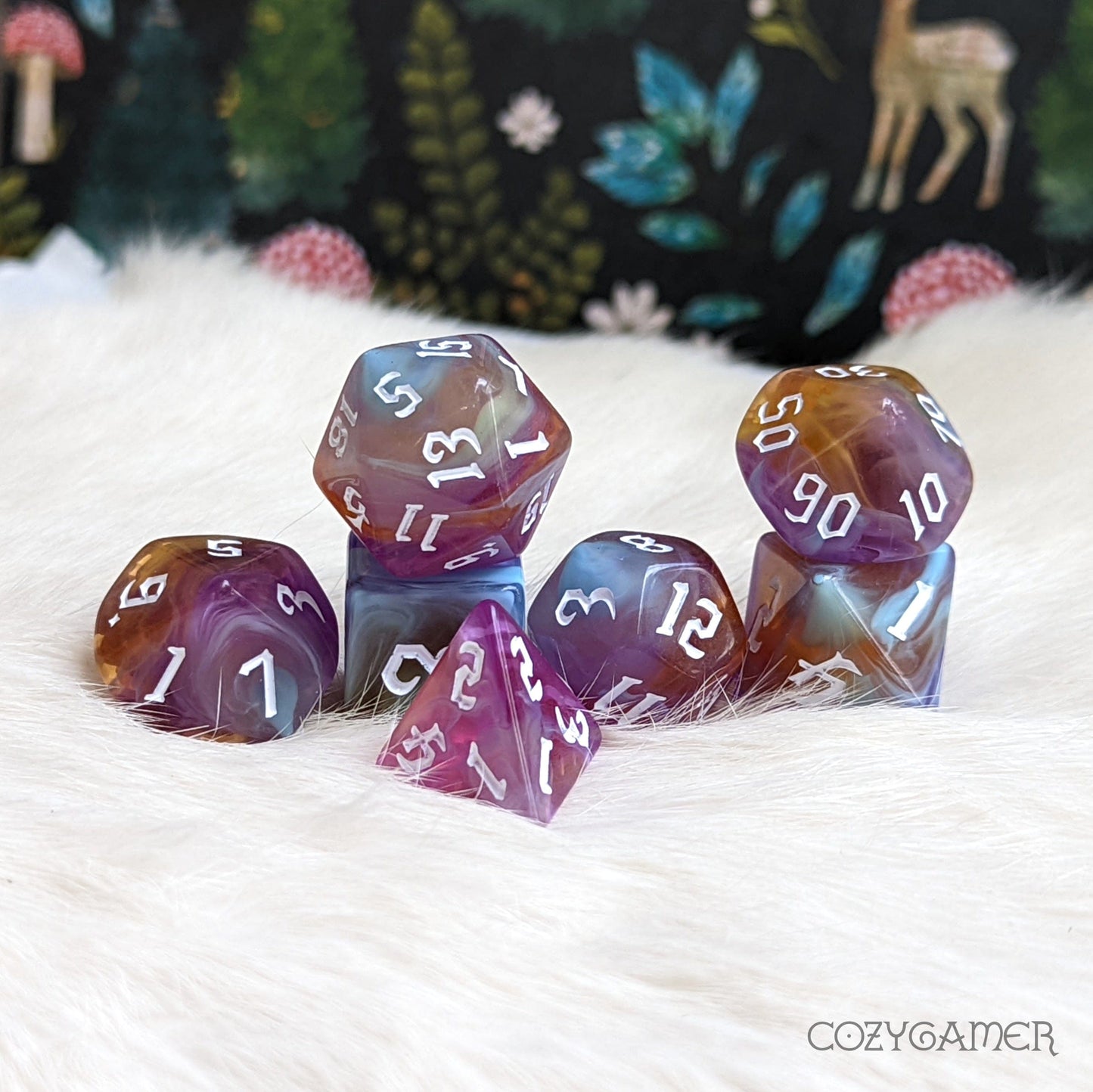 ⨠Amethyst Sunset - 7 Piece DnD Dice Set Dice sets Fennek and Finch