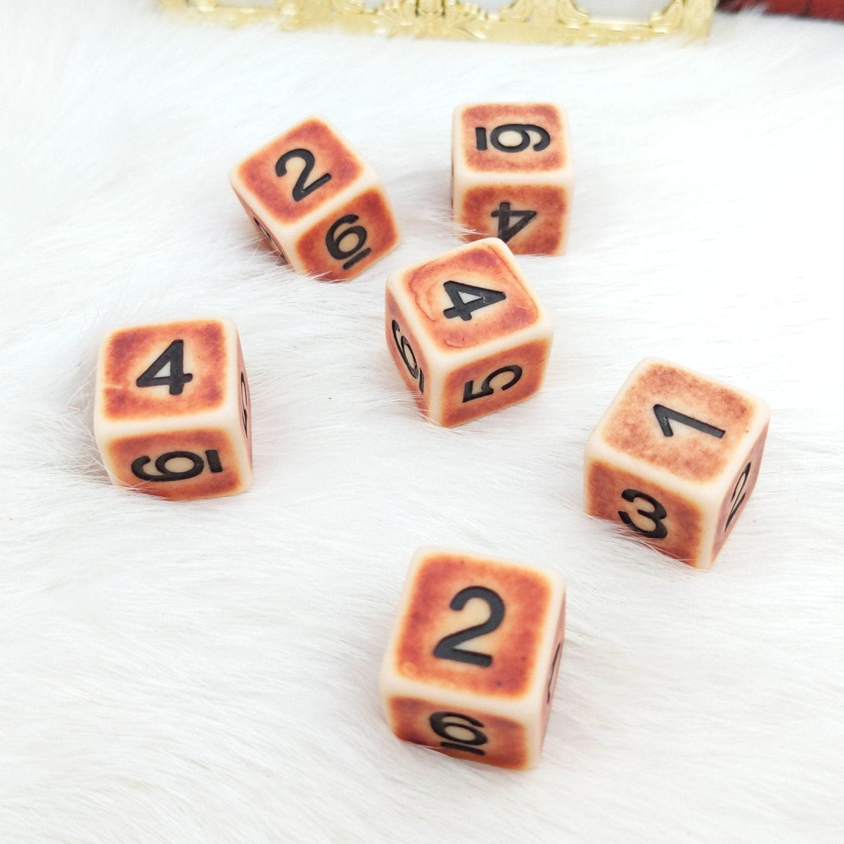 Ancient Bone D6 Set – 6 Dice for DnD Warhammer TTRPG 16mm Standard Size Dice Sets & Games Fennek and Finch