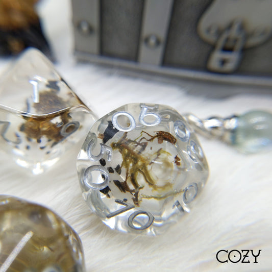 Black Koi Fish and Moss Dice Set. Little Fish and Dried Moss DND dice set Dice sets Fennek and Finch