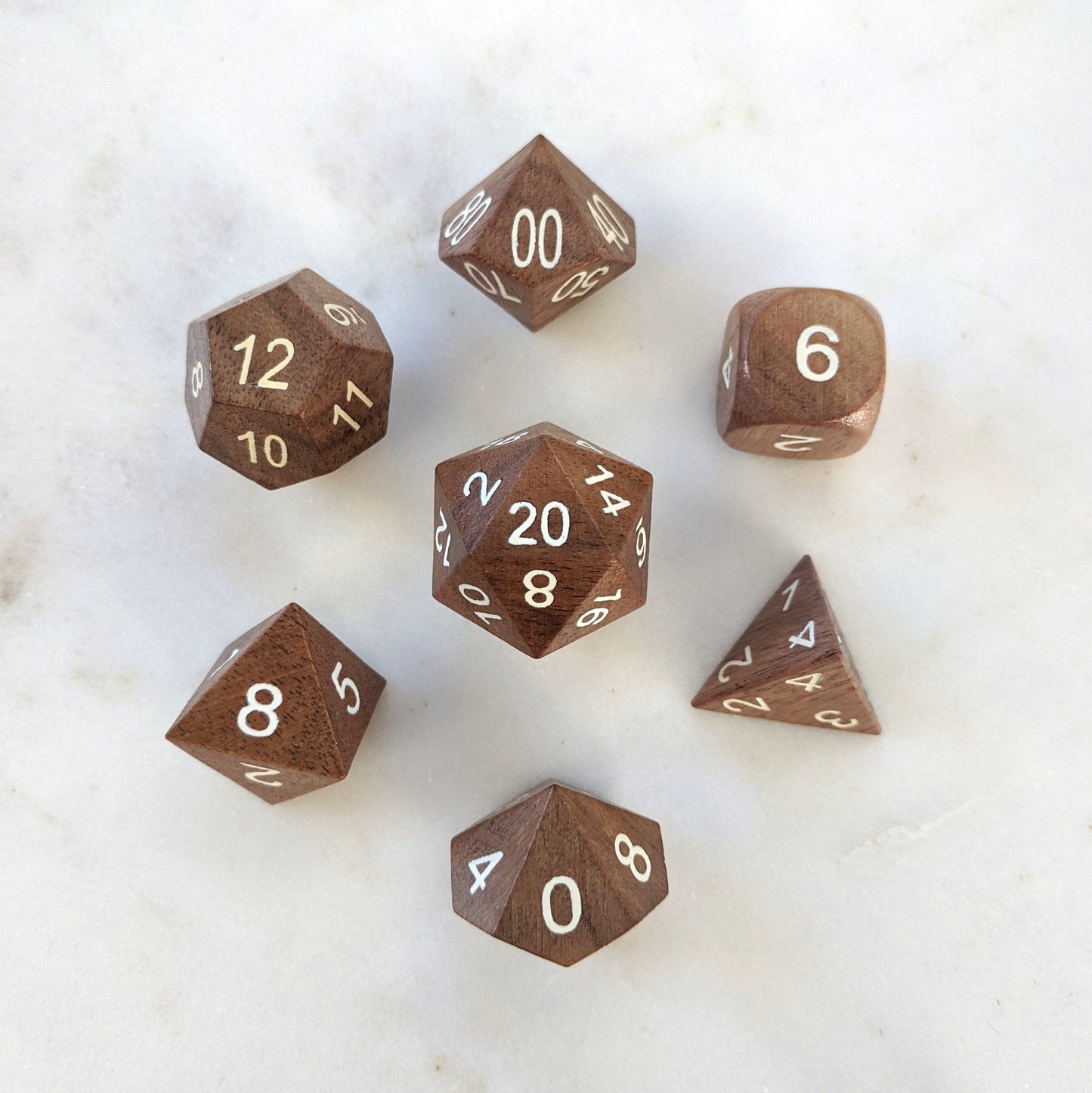 Black Walnut Wood Dice set - CozyGamer