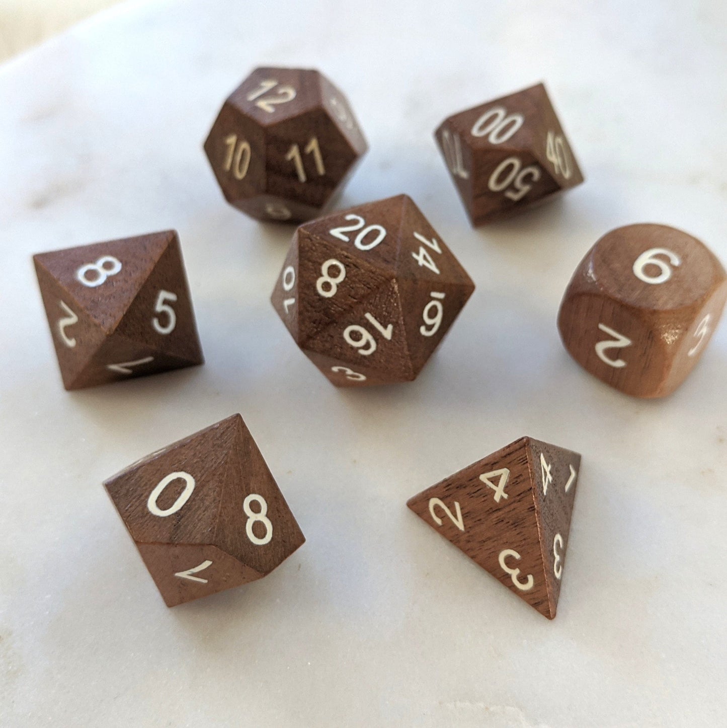 Black Walnut Wood Dice set - CozyGamer