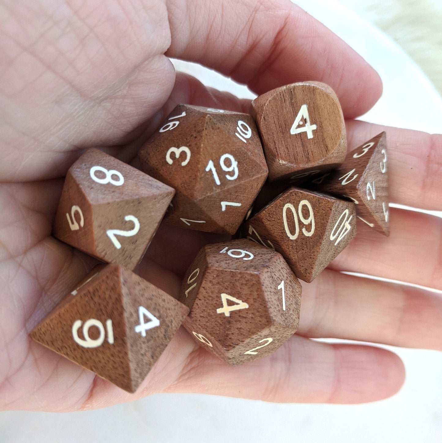 Black Walnut Wood Dice set - CozyGamer