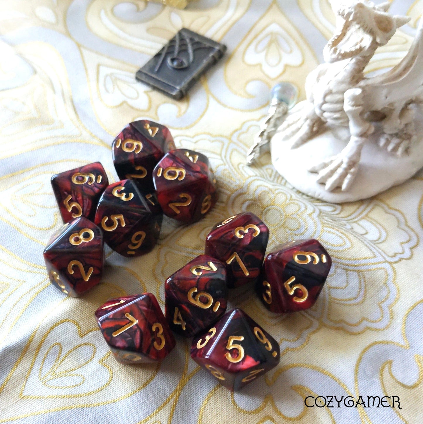 Blood set of D10s. 10 piece set of ten sided dice