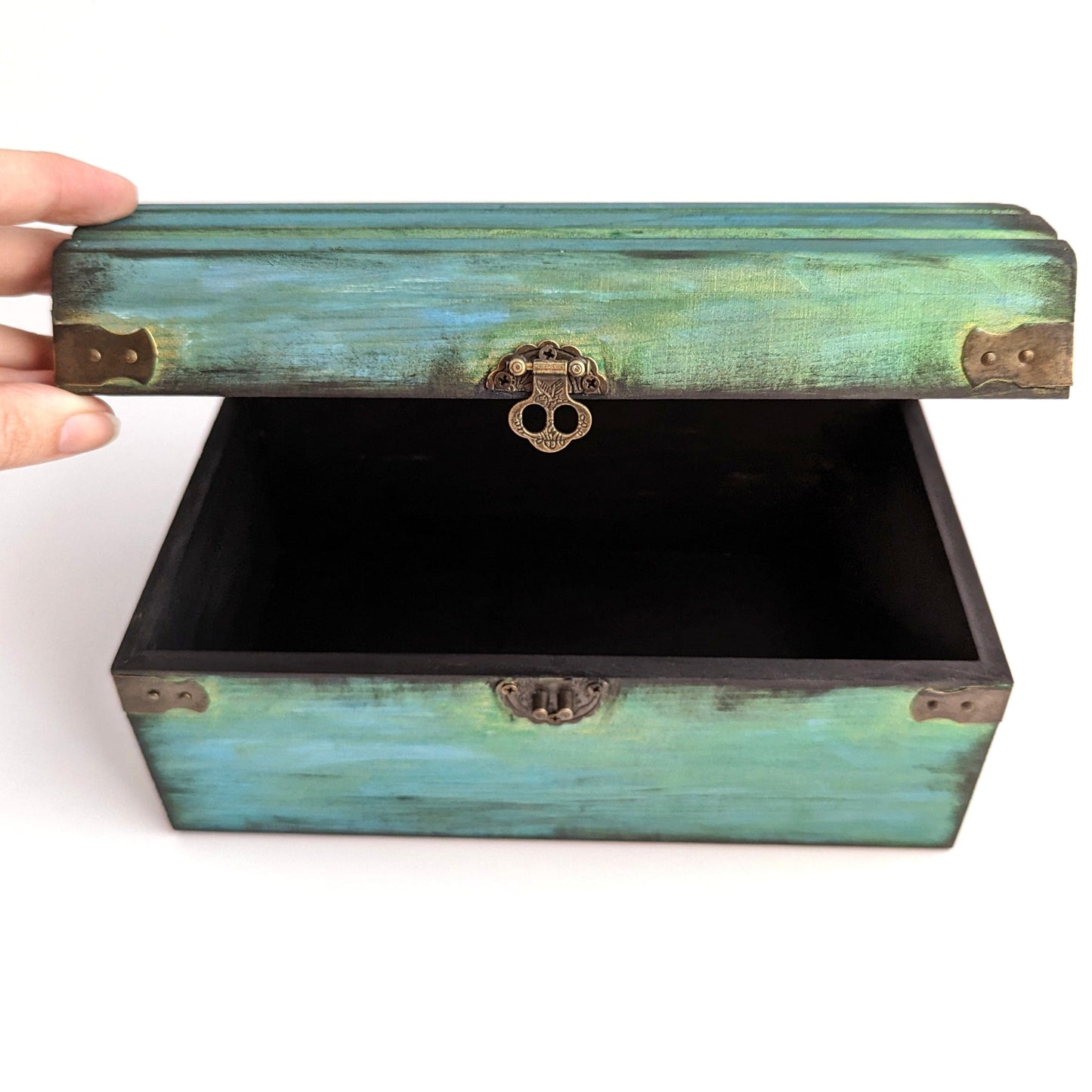 Blue Gold Wood Dice Chest