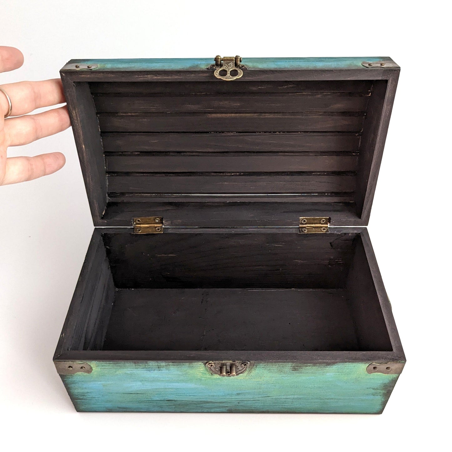 Blue Gold Wood Dice Chest