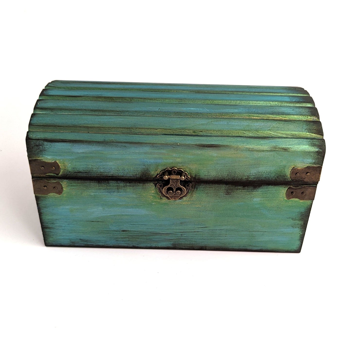 Blue Gold Wood Dice Chest