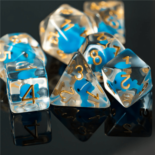 Blue Whale DnD Dice Set – 7 - Piece Ocean Creature Resin Dice - Fennek and Finch
