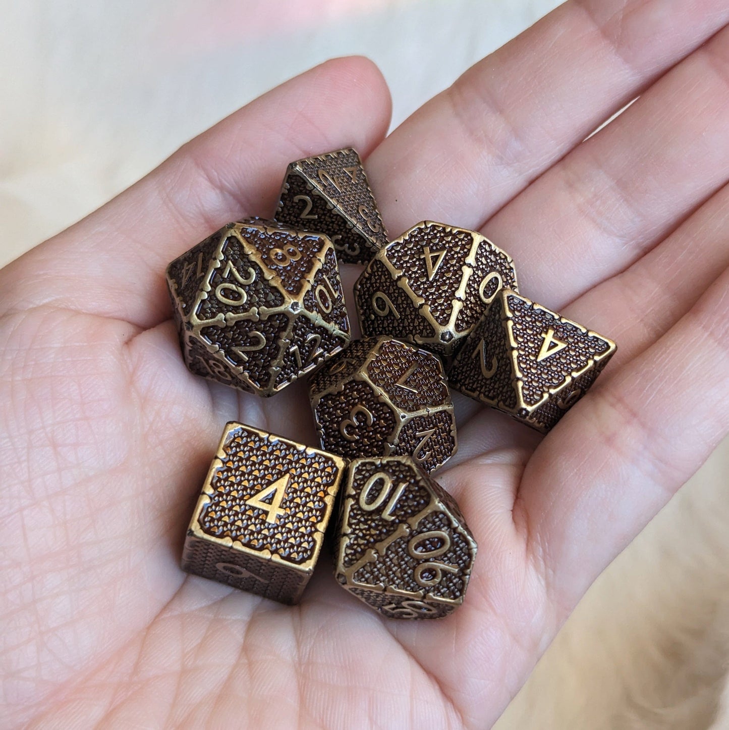 Brass Bones Metal DND Dice Set
