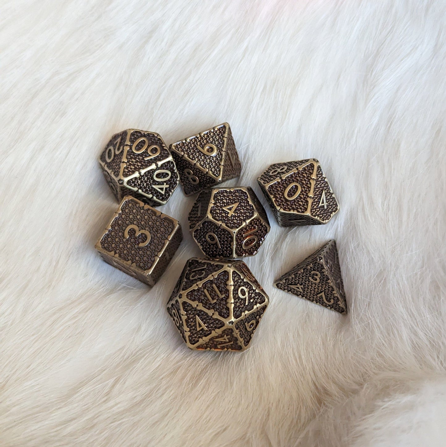 Brass Bones Metal DND Dice Set