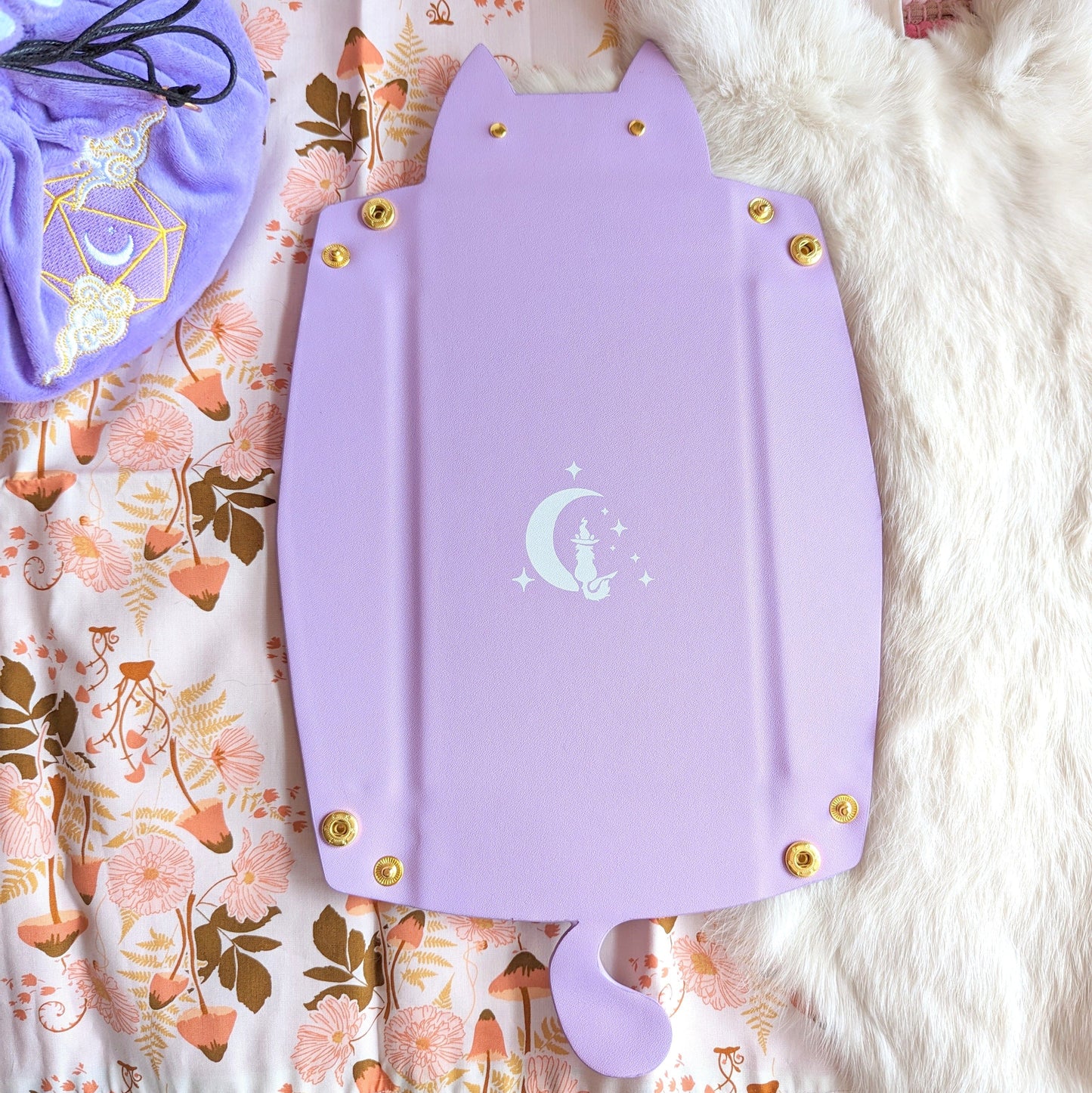 Cat Shaped Dice Rolling Tray in Lilac Dice Sets & Games Fennek and Finch