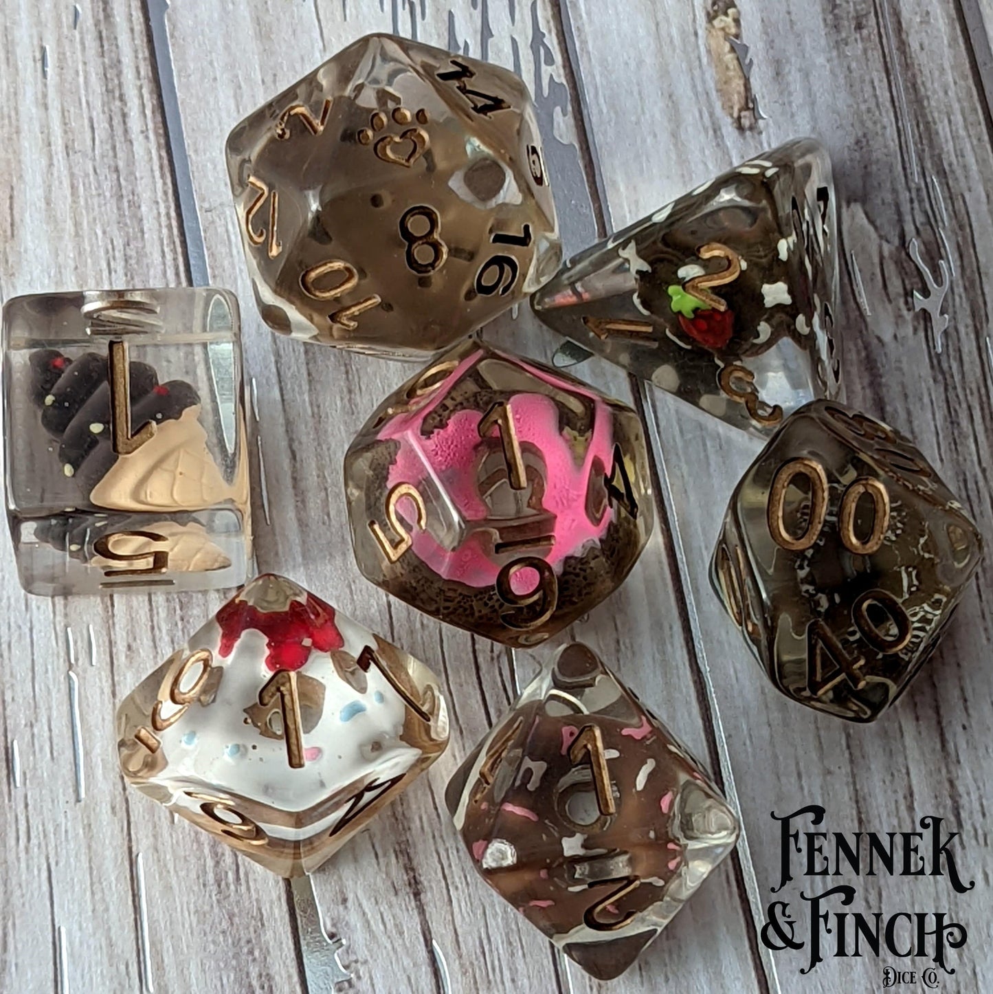 Chocolate Pastry Large DnD Dice Set. Dice sets Fennek and Finch