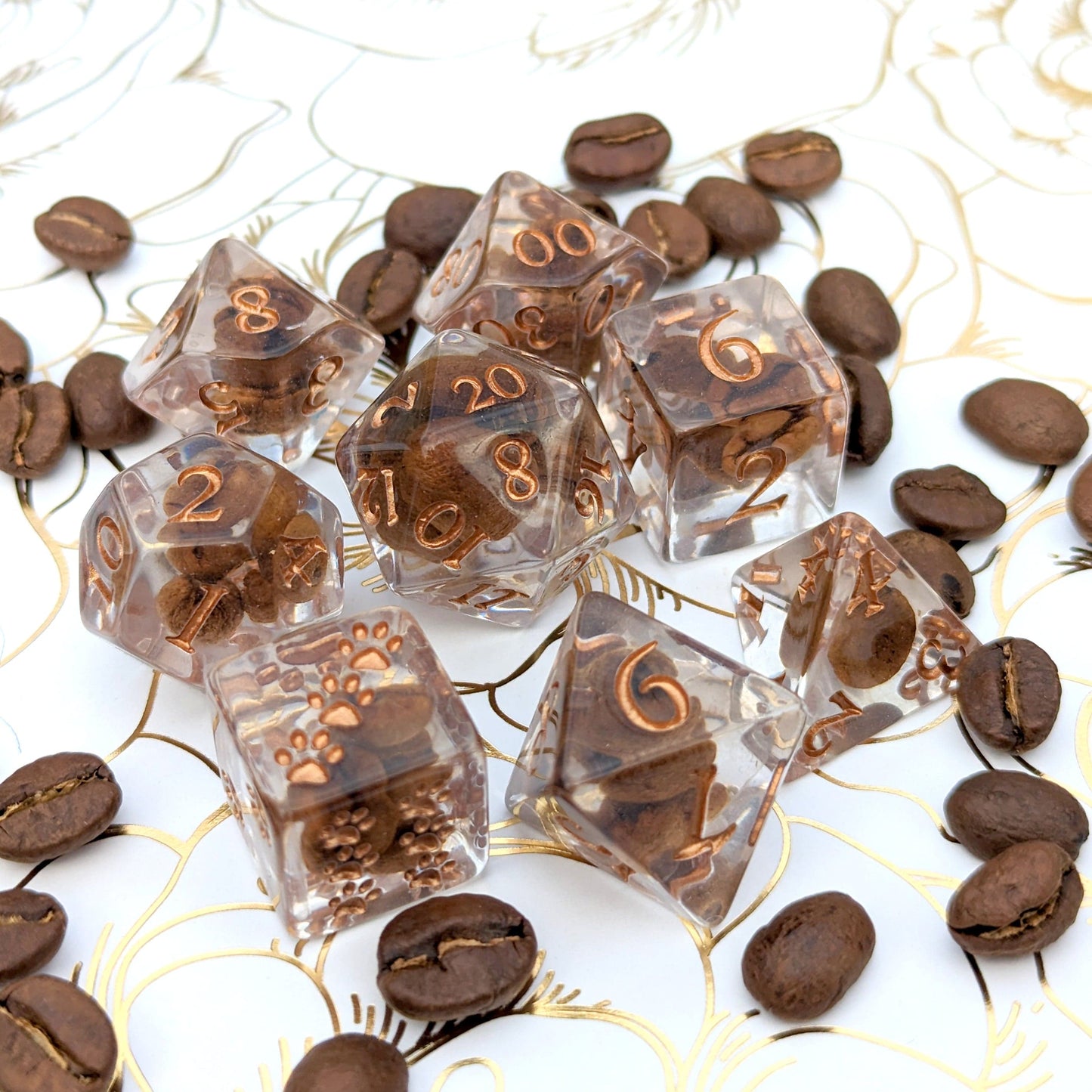 Coffee Bean Dice Set. Coffee lovers DND dice set Dice sets Fennek and Finch