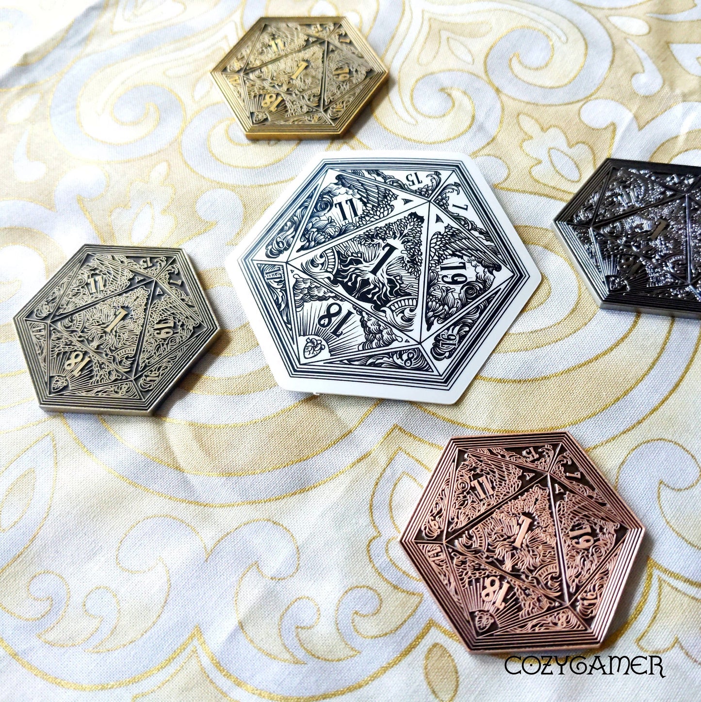 D20 Coin, Two sided Die, DND Coin. Life and Death, Critical Success and Fail TTRPG themed two sided coin Games Fennek and Finch