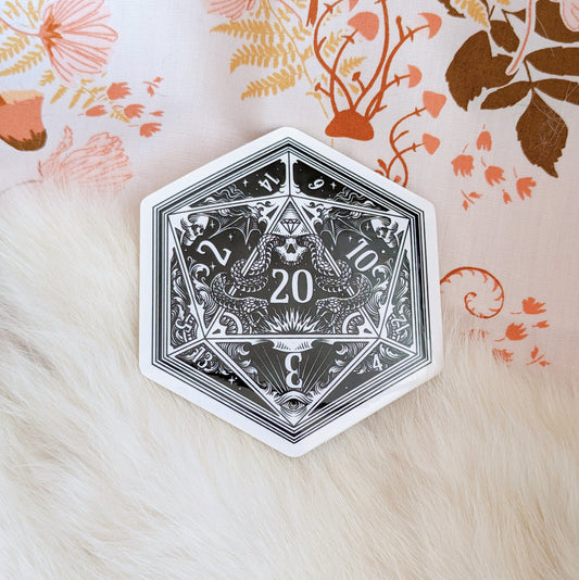 D20 DND Dice Stickers. Life and Death, Critical Success and Fail TTRPG themed stickers Decorative Stickers Fennek and Finch