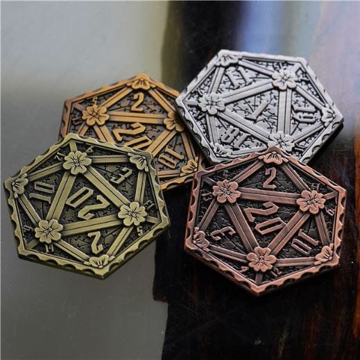 D20 Metal Coin, 2 Sided Die Games Fennek and Finch