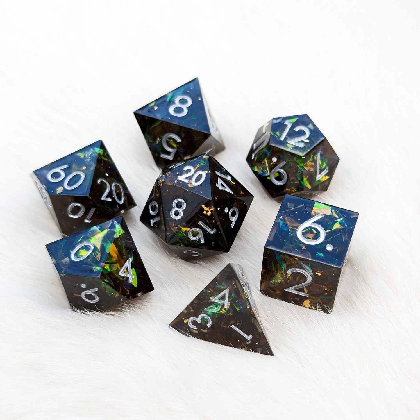 Darkest Brew Sharp Edge Resin DnD Dice Set