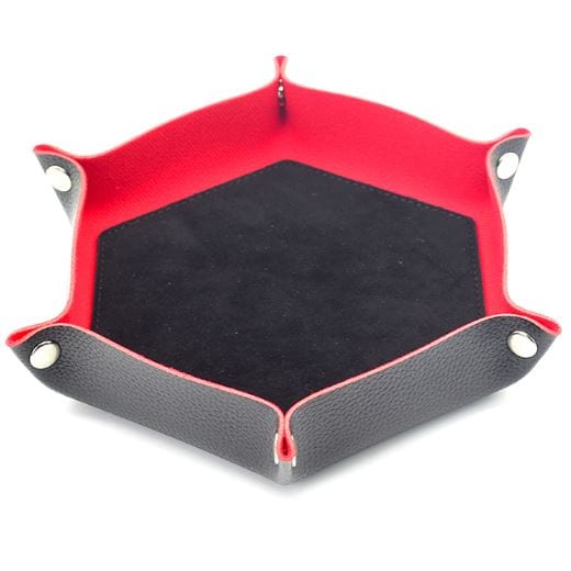 Dice Rolling Tray. Flannel and PU leather Hexagonal Dice Tray Dice Tray Fennek and Finch Black/Red