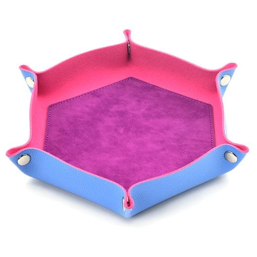Dice Rolling Tray. Flannel and PU leather Hexagonal Dice Tray Dice Tray Fennek and Finch Purple/Pink