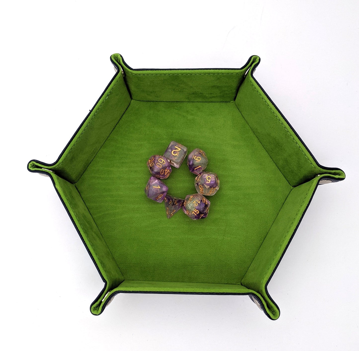Dice Rolling Tray. Velvet and PU leather Hexagonal Dice Tray - CozyGamer