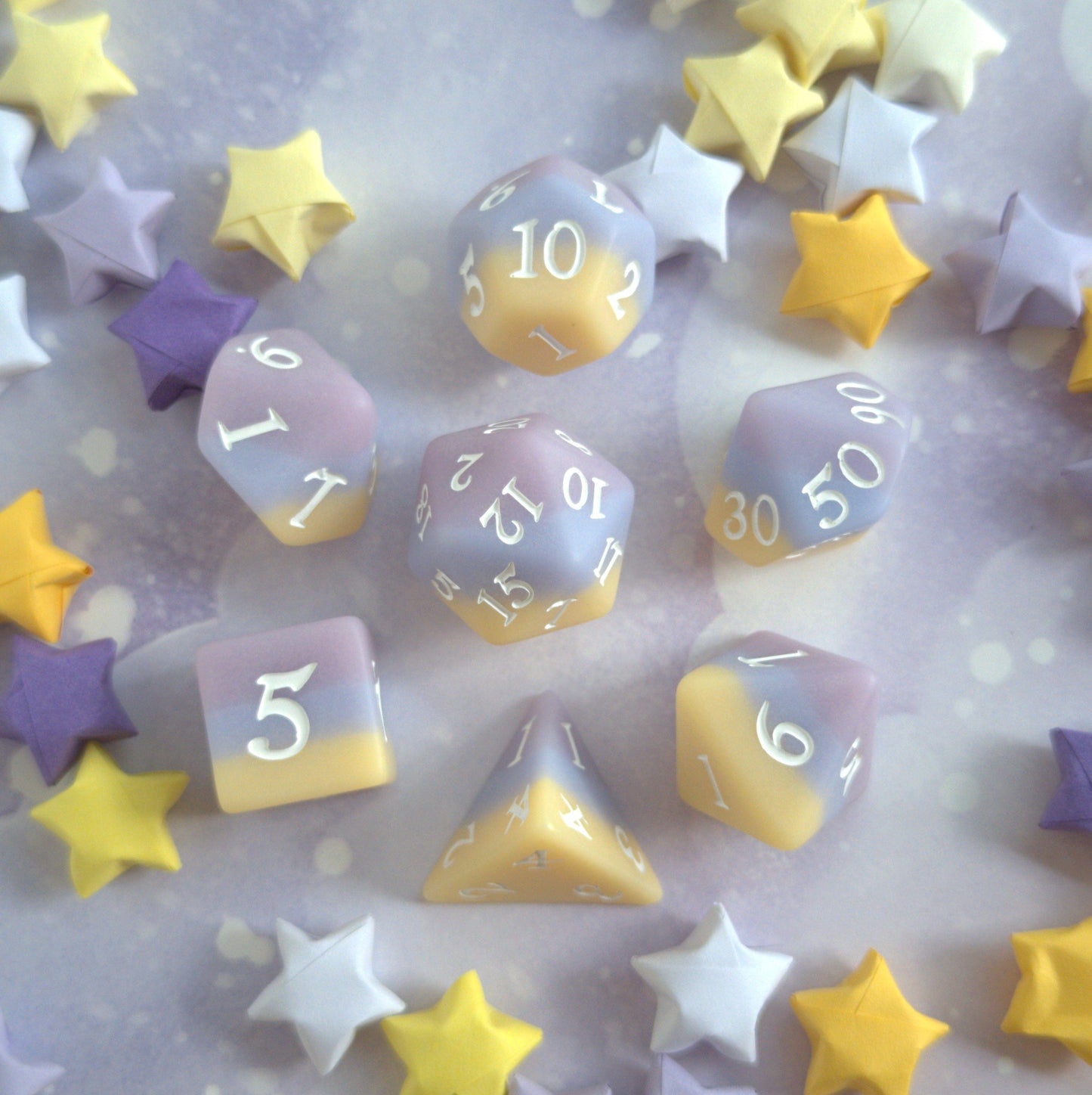 Dusk 7 and 11 Piece DnD Dice Set Fennek and Finch