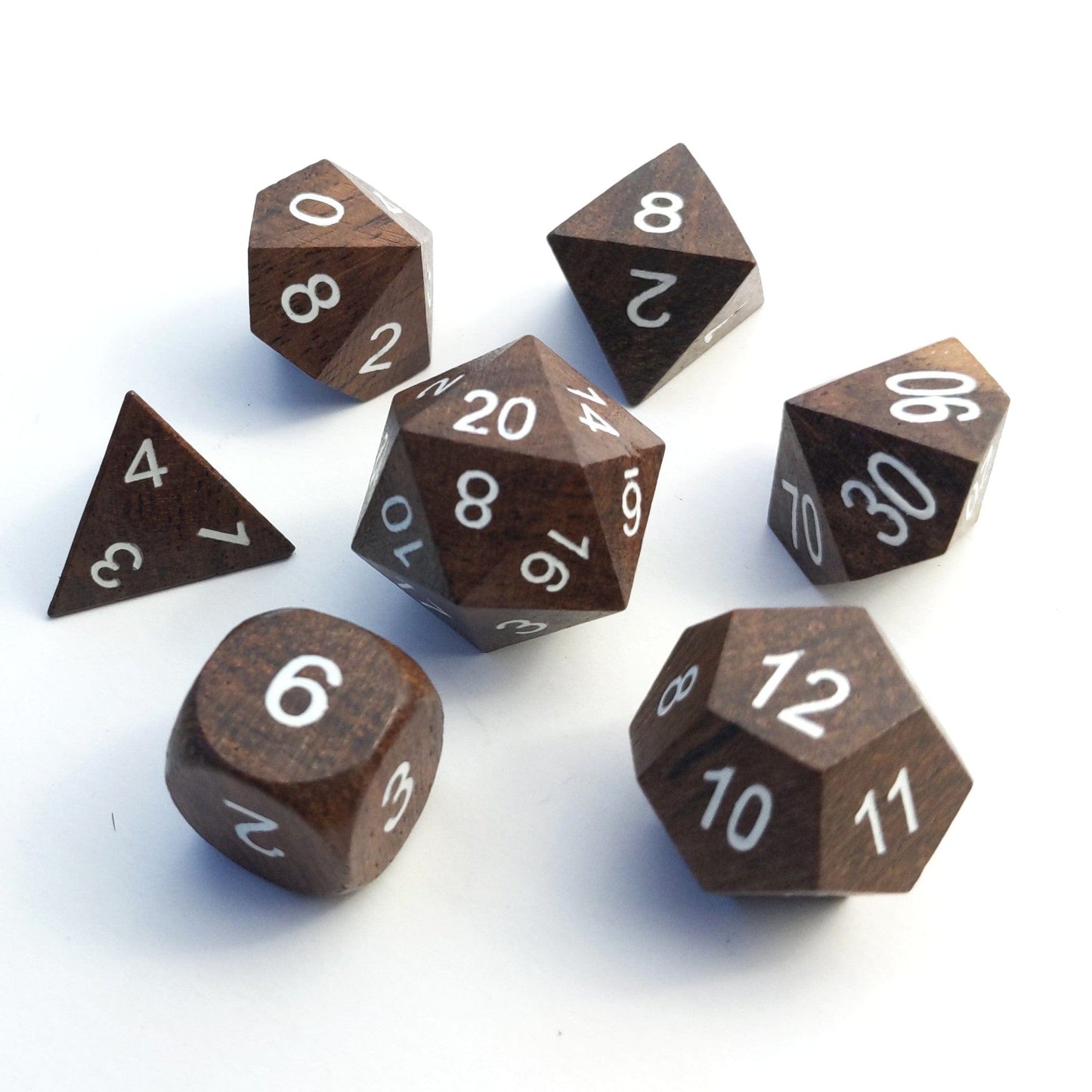Ebony Wood Dice Set with White Ink - CozyGamer