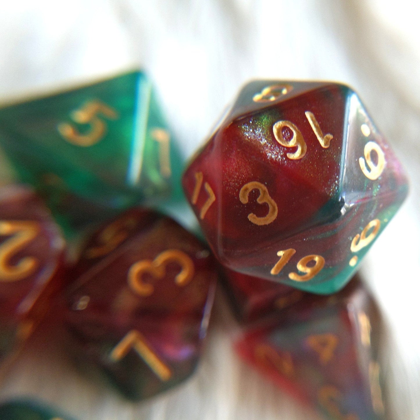 Elf's Dream Dice Set – 7-Piece Micro Shimmer Galaxy DnD Dice Dice sets Fennek and Finch