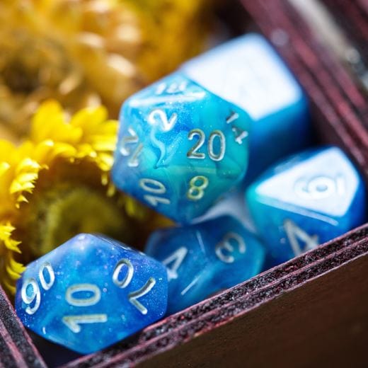 Enchantment Dice Set. Blue and purple resin DND dice set - CozyGamer