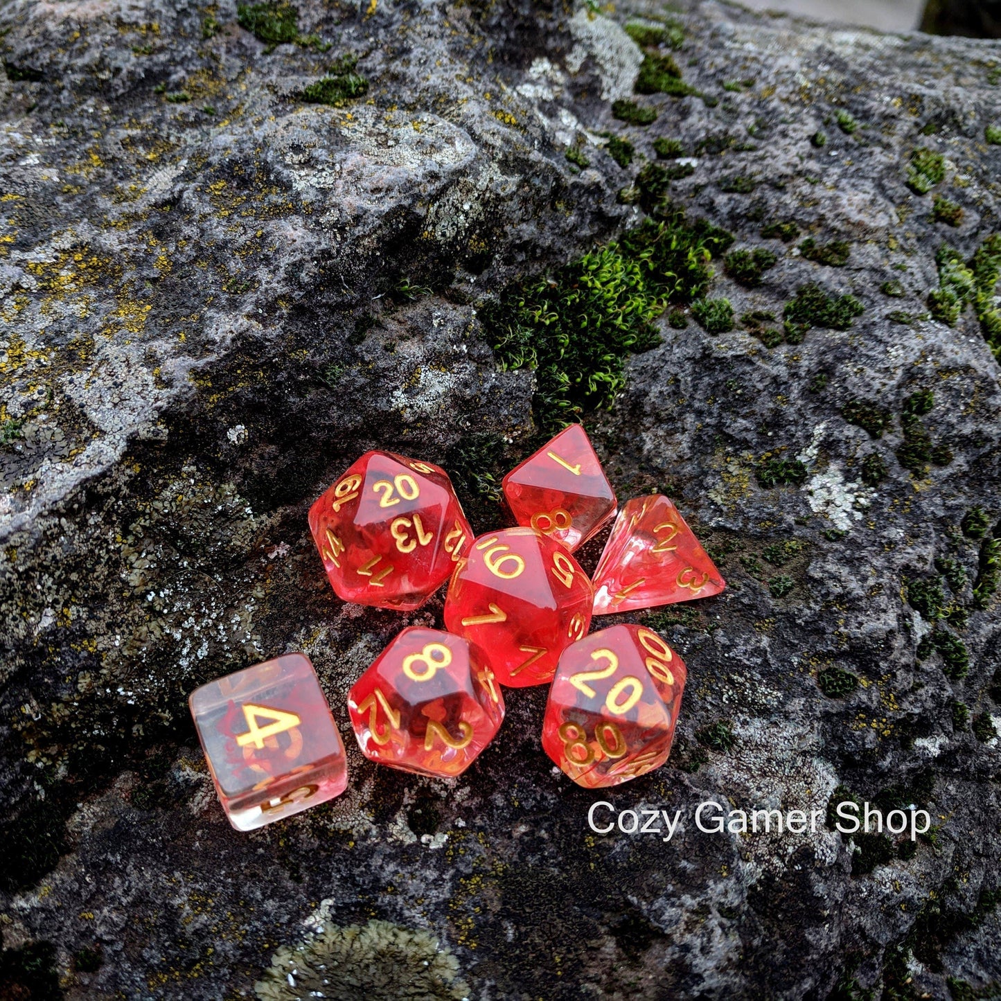 Fire Flick 7 Piece DnD Dice Set Dice sets Fennek and Finch