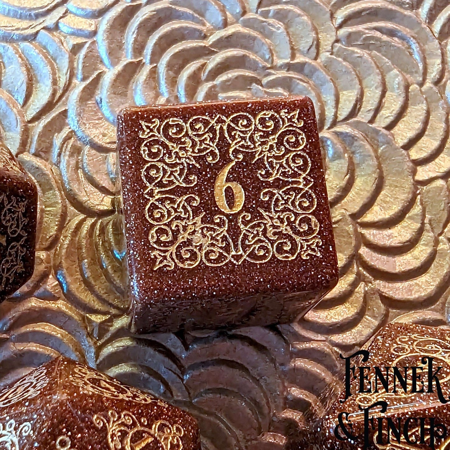 Garden Gate Goldstone Gemstone Dice Set – 7-Piece DnD Dice | Fennek & Finch Dice Sets & Games Fennek and Finch