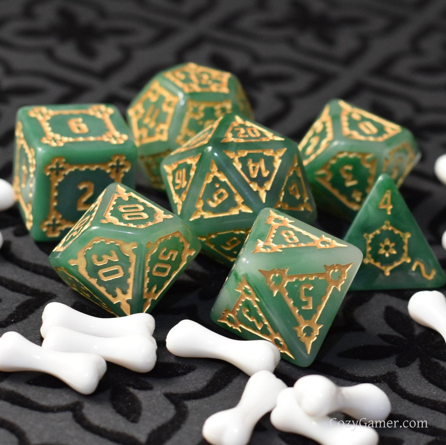 Giant Castle Dice. Extra Large 7 Piece Dice Set Dice Sets & Games Fennek and Finch Green