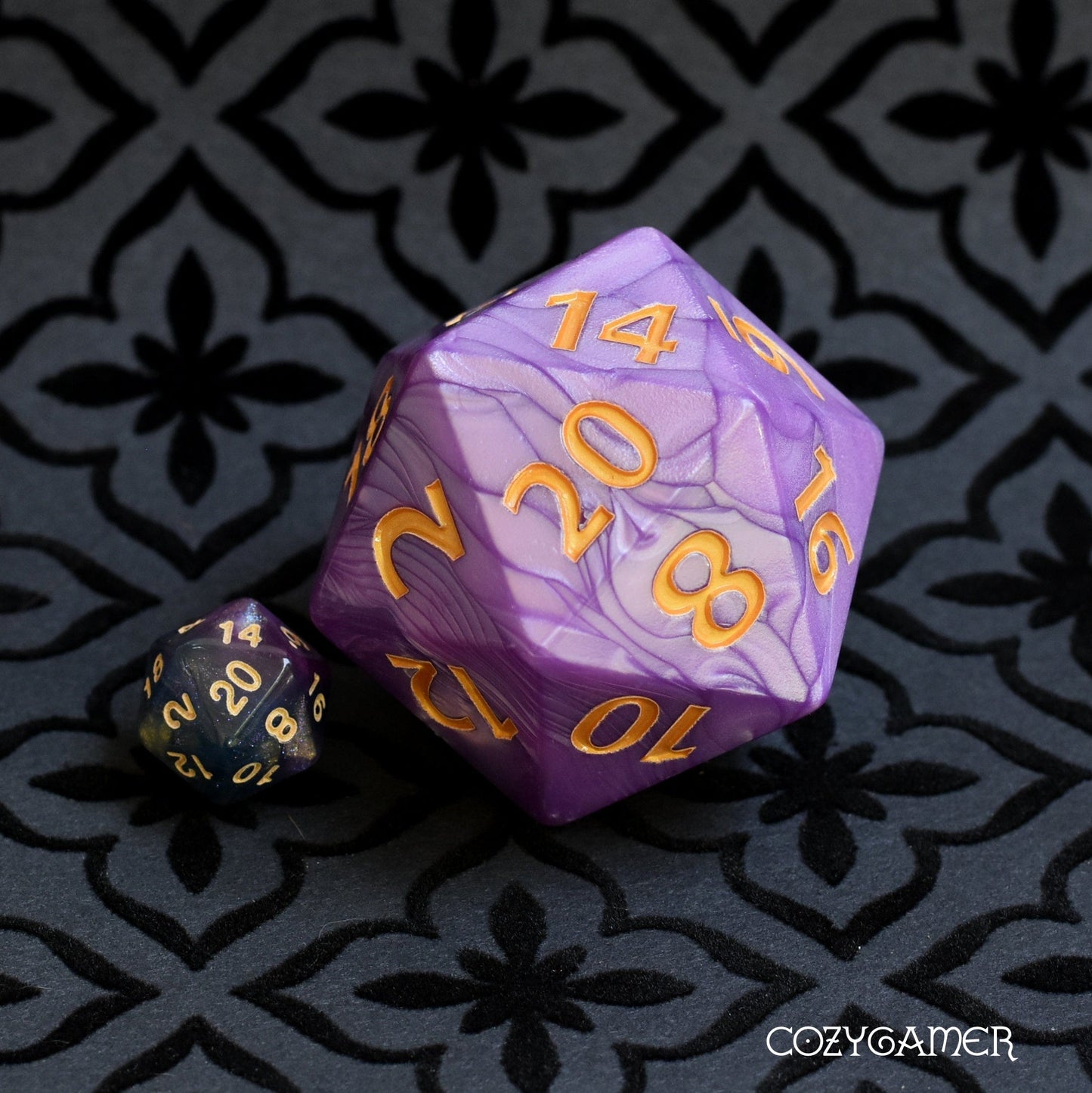 Giant Pearly D20 Dice Sets & Games Fennek and Finch Purple