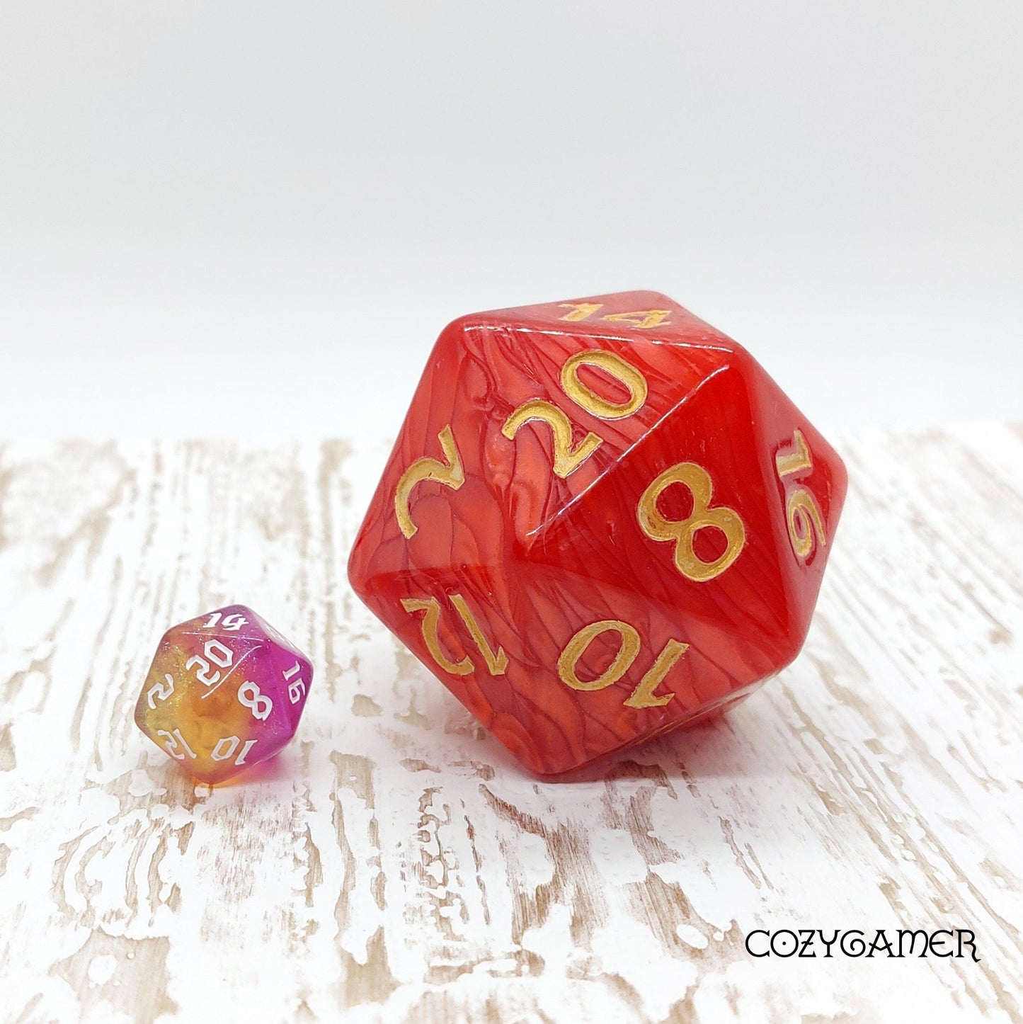 Giant Pearly D20 Dice Sets & Games Fennek and Finch Red