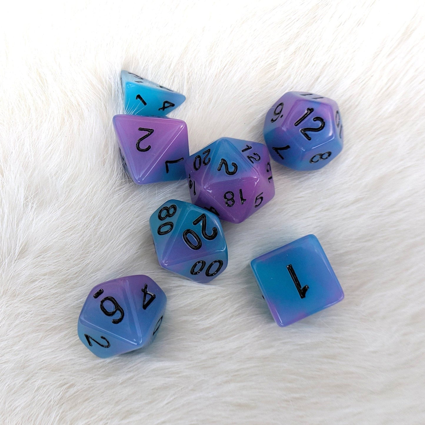 Glow in the Dark Blue and Purple Dice Set Dice sets Fennek and Finch
