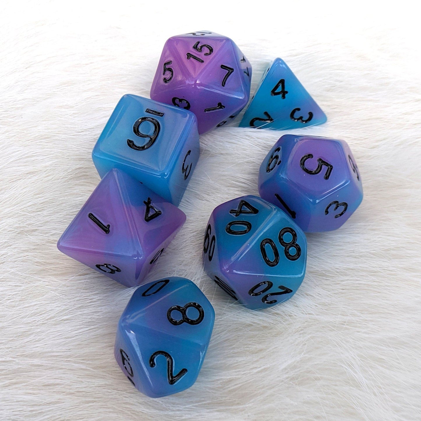 Glow in the Dark Blue and Purple Dice Set Dice sets Fennek and Finch