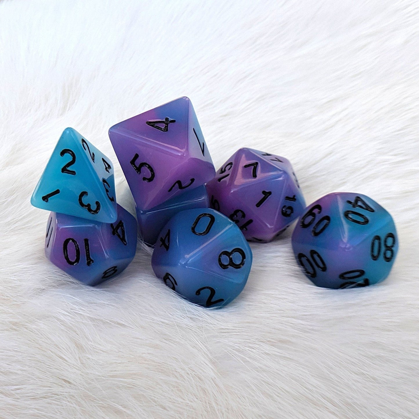 Glow in the Dark Blue and Purple Dice Set Dice sets Fennek and Finch