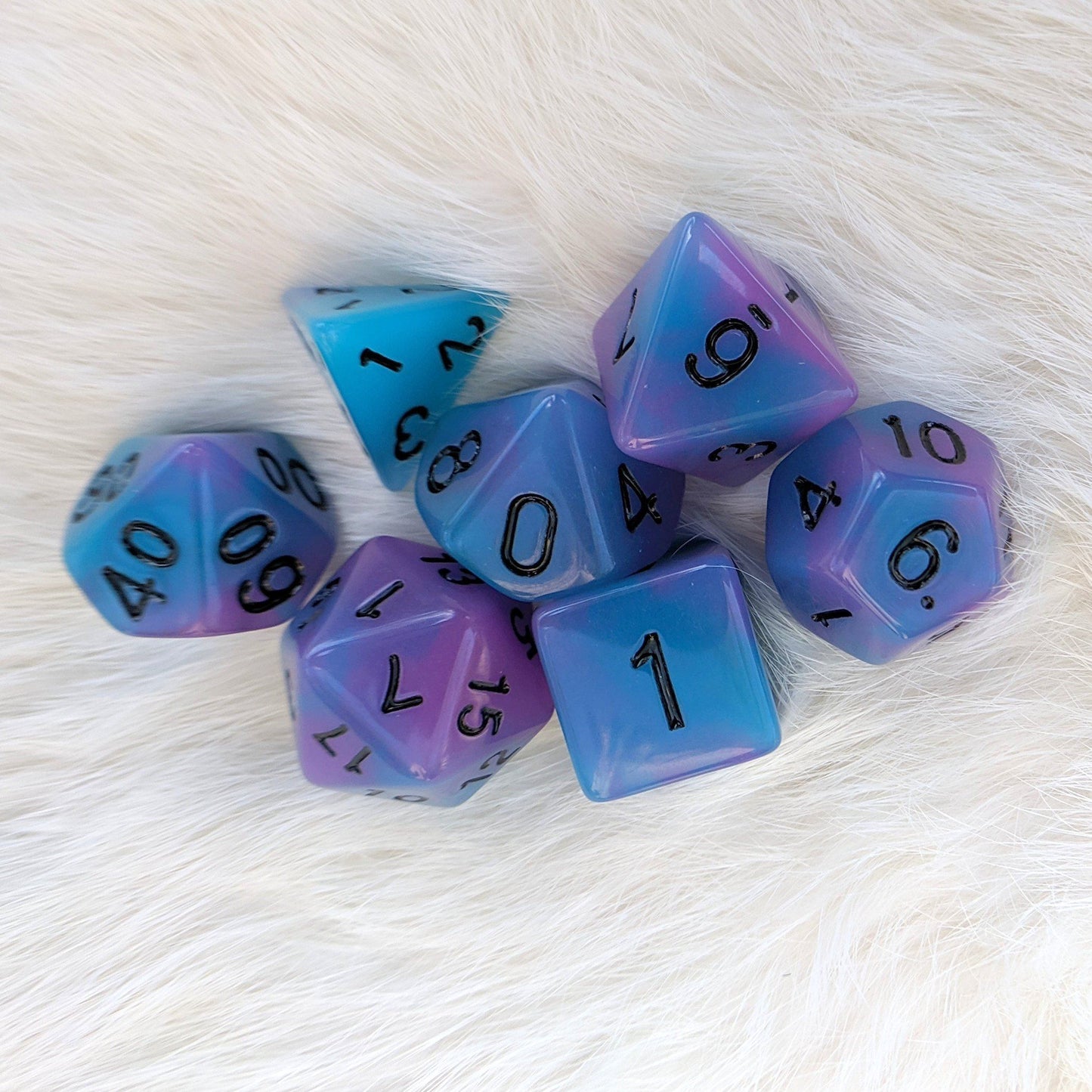 Glow in the Dark Blue and Purple Dice Set Dice sets Fennek and Finch