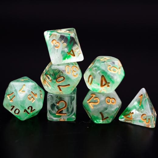 Green and White Smoke Dice Set Dice Sets & Games Fennek and Finch