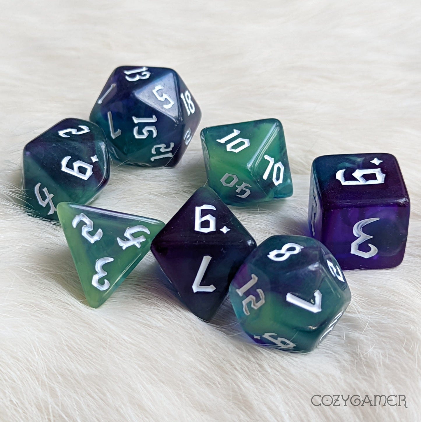 Green Goblin Marbled Dice Set
